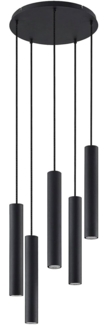 Lindby Hängeleuchte Sanad, dimmbar, Leuchtmittel nicht inklusive, Modern, Stahl, sandSchwarz, 5 flammig, GU10, Deckenlampe