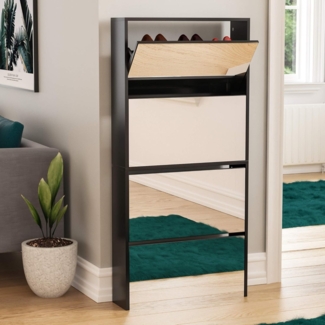 Vida Designs Welham 4 Schubladen Schuhschrank Aufbewahrung Aufräumen Organisieren Organizer Schuhwerk Ständer Gestell Gerüst Sideboard Hoch Stehend Holz Möbelstück Schwarz