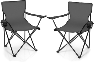 BigDean Campingstuhl 2x Faltstuhl DUNKELGRAU Campingstuhl (2 St)