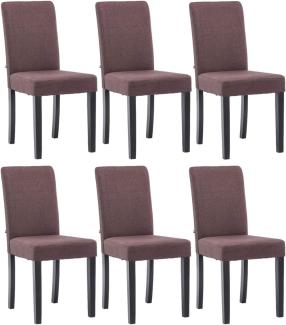 CLP 6er Set Esszimmerstuhl Ina Stoffbezug mit Holzgestell,braun schwarz