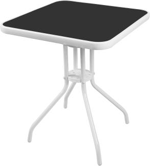 Bistrotisch Balkontisch Gartentisch Terrassentisch Glastisch weiß 60x60 cm