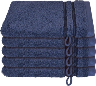 Schiesser Waschhandschuhset Milano - 5-teilig - 16 x 22 cm - Dunkelblau