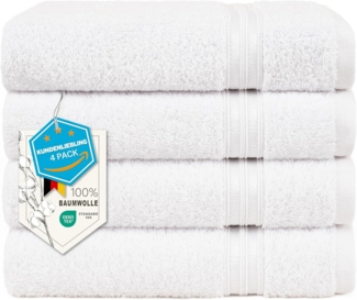 HAMMETEX Handtuch Set 4er Set Handtücher 50x100 cm, 100% Baumwolle, Weich & Saugstark, Frottier (Set, 4-St), mit Bordüre, einfarbig, weich