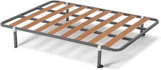 HOGAR24 ES | Lattenrost Basic mit Füßen 25 cm | Latten aus Pappelholz | Gestell aus Stahlrohr 30x30 cm | Maße: 135x180 cm