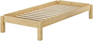 Erst-Holz Stapelbett Massivholzbett Kiefer Natur 80x200 cm Einzelbett stapelbar Gästebett + Rollrost 60. 48-08