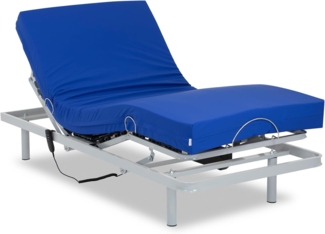 Gerialife Gelenk Bett mit viskoelastischer Matratze, wasserdicht (90x190 cm), Metall M, grau, 90x190