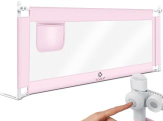 KESSER® Bettgitter 150cm Bettschutzgitter Kinderbettgitter für Kinder Babybettgitter Klappbar, Kinderbett Kinderbettschutzgitter Rausfallschutz, Bett & boxspringbett hoch: 72 bis 96cm Rosa