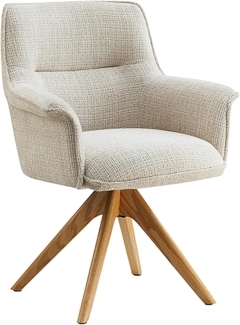 riess-ambiente Drehstuhl LE GRAND beige / natur - Chenille, Eiche, Massivholz, mit Armlehnen (Einzelartikel, 1 St), drehbarer Esstischstuhl - ideal für Ess-, Arbeits-, Wohnzimmer & Büro