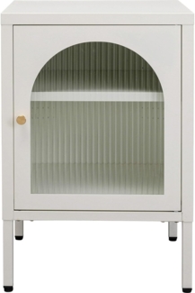 Kare Design Kommode Naxos, Weiß, Nachttisch, Ablage, Stahlgestell, Glas-Tür, Schlafzimmer, Wohnzimmer, 60 x 40 x 35 cm (H/B/T)