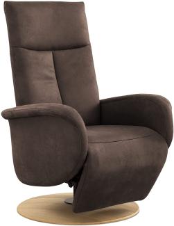 CAVADORE TV-Sessel Juba / Fernsehsessel mit manuell verstellbarer Relaxfunktion / 75 x 112 x 82 / Lederoptik, Dunkelbraun