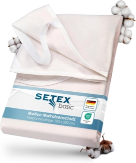 SETEX Molton Matratzenschutz, Eckgummis, 100 % Baumwolle, Naturfarben, 100x200 cm