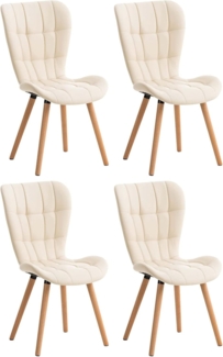 CLP 4er Set Esszimmerstuhl Elda Kunstleder mit robustem Holzgestell,creme