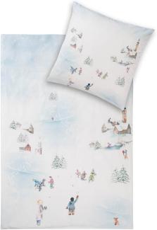 Estella Kuschelflanell Bettwäsche Snowland schnee | 155x220 cm + 80x80 cm