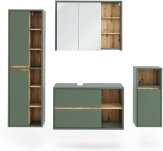 Badmöbel-Set Viola Grün/Artisan 4 Teile Vicco