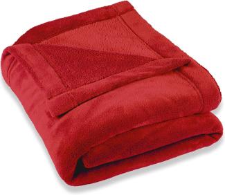 CelinaTex Flauschige Kuscheldecke XXL 220 x 240 cm rot Decke Sofa warm Wohndecke weich Mikrofaser Fleece Oeko-TEX Montreal