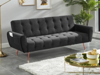 Klappsofa 3-Sitzer Samt POLANI - Anthrazit