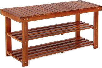 Casaria Schuhregal Schuhbank Schuhablage Regal Akazie Holz 90cm