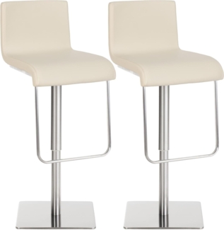 2er Set Barhocker Limon Kunstleder edelstahl, creme
