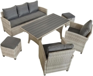 Alpi II Dininglounge Set, Polyrattan, grau, für 7 Personen