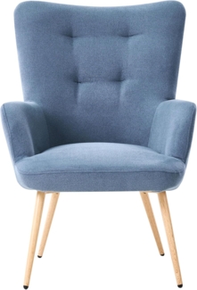 Sessel Samtstoff blau plus Hocker VEJLE