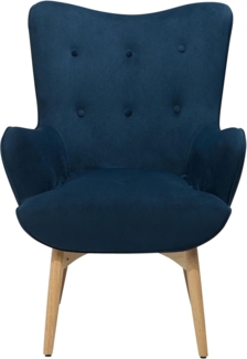 Sessel Samtstoff blau plus Hocker VEJLE