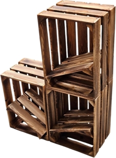 Obstkiste Holzkiste Weinkiste 40 x 30 x 25 cm 3er SET Geflammt Boden Lose