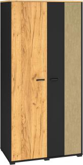 Kleiderschrank Colt Garderobenschrank 92x55x190cm schwarz Craft Gold Eiche Premium Steel