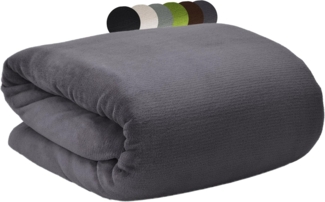 Beautissu Aurelia Corall Fleece Decke Anthrazit, 240x220 cm