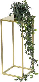 DanDiBo Blumenhocker Metall Gold Eckig S 42 cm Blumenständer Beistelltisch 96406 Blumensäule Modern Pflanzenständer Pflanzenhocker