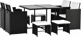 Outsunny - Polyrattan Essgruppe 21 tlg. Rattan Sitzgruppe 4 Stühle 4 Hocker inkl. Kissen - schwarz - Outsunny