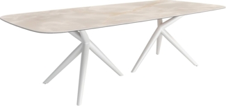 Esstisch Edge Boot 270x120 Keramik Iris FMG Onice Grigio Estelar rund Metall Weiß