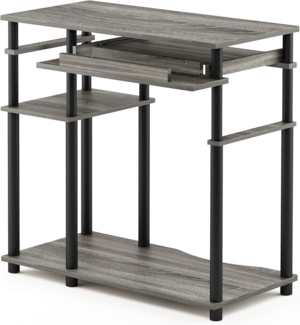 Furinno Abbott Schreibtisch mit Bücherregal, Holz, Französische Eiche Grau/Schwarz, 46. 99x46. 99x79. 81 cm