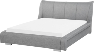 Polsterbett "NANTES" grau mit Lattenrost, Leinenoptik 140x200 cm