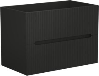 Vente-unique - Waschbeckenunterschrank hängend - 80 cm - Schwarz gerippt - PAVANI