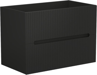 Vente-unique - Waschbeckenunterschrank hängend - 80 cm - Schwarz gerippt - PAVANI