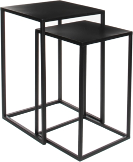 Mica decorations Goa Beistelltische, Metall, Schwarz, H 55 & 48 cm