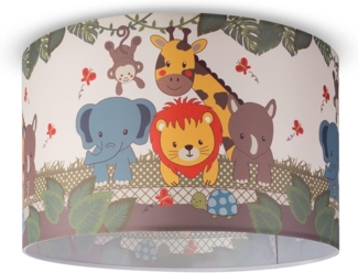 Paco Home Deckenleuchte Diamond 634, ohne Leuchtmittel, Kinderlampe Deckenlampe LED Kinderzimmer, Dschungel-Tiere, E27