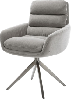 Drehstuhl Abelia-Flex mit Armlehnen Strukturstoff Soft Grau Kreuzgestell breit Graphit 360° drehbar Wippfunktion