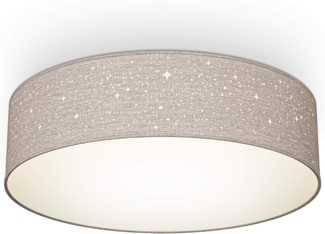 B.K.Licht Deckenleuchte LED Deckenlampe 40W rund 38cm E27 Taupe - BKL1348, LED wechselbar, LED Halogen Textil Stoff Sternenhimmel Stoffdeckenleuchte Wohnzimmer