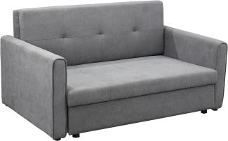 HOMCOM Schlafsofa 2-Sitzer Sofa mit Bettfunktion, Polstersofa mit Stauraum, Rückenkissen, Schlafcouch für Wohnzimmer, Polycotton, Holz, Grau, 152 x 101 x 81 cm