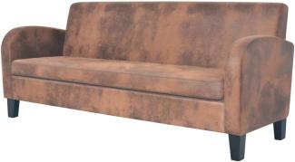 vidaXL 3-Sitzer Sofa Kunstleder Wildleder-Optik Braun