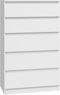 CDF Kommode Malwa M5 | Farbe: Weiss | Schrank für Dokumente, Kleinigkeiten | Ideal für Wohnzimmer, Schlafzimmer, Kinderzimmer, Jugendzimmer und Büro | 5 geräumige Schubladen