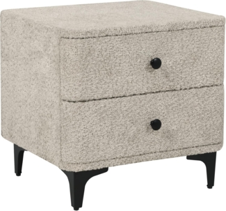 riess-ambiente Nachttisch ART DECO 45cm greige Bouclé – mit Schubladen, schwarzes Metallgestell (Einzelartikel, 1-St), moderner Look, 2 Schubladen, filigrane Beine, stilvoller Bouclé-Stoff
