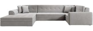 Designer Sofa Velio mit Schlaffunktion Samt Hellgrau Links