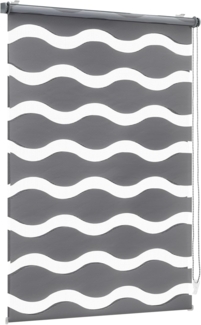 Sekey Doppelrollo Wellen Klemmfix ohne Bohren für Fenster, Doppelrollo 55 cm breit, Duo Rollo Welle Jalousie Sonnenschutz, 55x130cm, Dunkelgrau