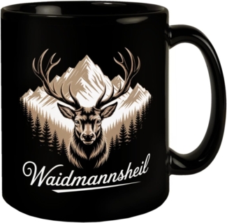 speecheese Tasse Hirsch vor Bergkulisse Waidmannsheil Tasse für Jäger