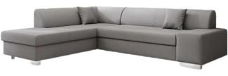 Designer Sofa Pina mit Schlaf- und Klappfunktion Stoff Grau Links