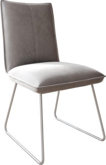 Esszimmerstuhl Lelio-Flex Samt Grau Kufengestell Edelstahl Taschenfederkern