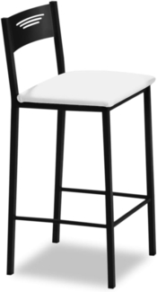 ASTIMESA - Hohe Küchenhocker mit Rückenlehne - Gestell schwarz und Sitzfläche aus Kunstleder - Sitzfarbe: weiß Inhalt: 1 Stück - Maße: 90 cm (Gesamthöhe)