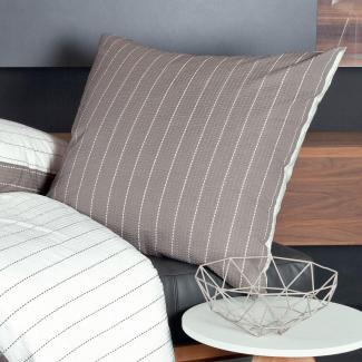 Traumschlaf Mako-Soft-Seersucker Wendebettwäsche Tango taupe | 200x200 cm + 2 x 80 x 80 cm